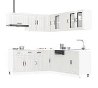 Kitchen cabinet set Gloss White 11-piece Engineered Wood & Glass 80x46x81.5cm UK