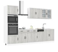 Kitchen cabinet set Grey Sonoma 7pc Engineered wood & glass 80/60/207cm sink kit