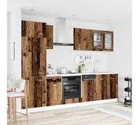 Kitchen cabinet set Old wood engineered wood 11 doors 5 shelves 1 drawer wall pk