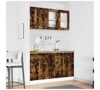 Kitchen Cabinet Set Smoked Oak Matte Engineered Wood 140x46x81.5cm 4pcs 8-doors