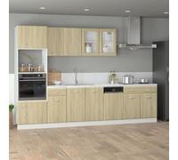 Kitchen cabinet set Sonoma Oak 7pc Engineered Wood 80x46x81.5cm Wall storage pro