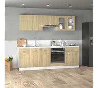 Kitchen cabinet set Sonoma oak 80x46x81.5cm engineered wood 8-piece storage kit