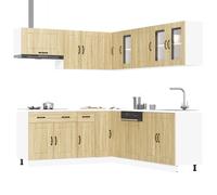 Kitchen cabinet set Sonoma oak engineered wood & glass 11-piece varied sizes inc