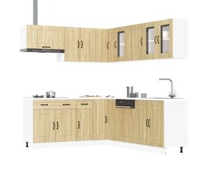 Kitchen cabinet set Sonoma oak engineered wood & glass 11-piece varied sizes inc