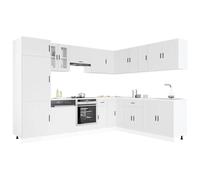 Kitchen Cabinet Set White Engineered Wood & Glass 80x46x81.5cm Sink Base Corner