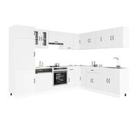 Kitchen cabinet set White engineered wood & glass 80x46x81.5cm sink base deluxe