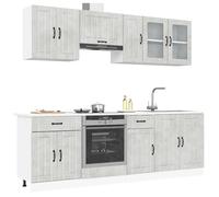 Kitchen Cabinet Set White Engineered Wood & Glass 8pc Sink Base 80x46x81.5cm kit