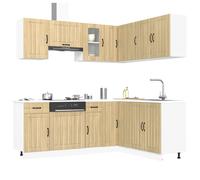Kitchen Cabinet Set White Sonoma Oak Engineered Wood & Glass 11pcs 80x46x81.5cm