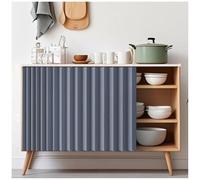 Kitchen Cabinet Short Curtains, Closet Curtain for Open Closet Waterproof/Dustproof Under Sink Curtain with Self Adhesive Track, Shelf/Desk/Under Counter/Washing Machine Curtains(Blue-2,100x80cm)