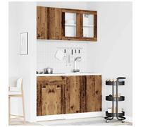 Kitchen cabinet Smoked Oak 140x46x81.5cm Engineered Wood Matte 8-door Lyon set+