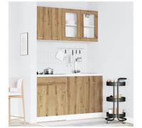 Kitchen Cabinets 140x46x81.5cm Smoked Oak Engineered Wood Matte 8-Door Set Plus