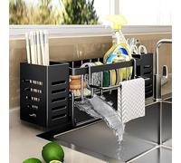 Kitchen Caddy Sink Caddy - Kitchen Storage and Storage Versatile Kitchen Sink Organizer & Sink Sponge Holder Removable Rag Rack for Kitchen Storage (Black, Big)