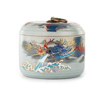 Kitchen Canisters Creative Retro Bulk Tea Storage Container Jar Dragon And Phoenix Ceramic Sealed Jar Tea Set Single Jar Empty Jar Tea Storage Containers(B)
