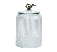 Kitchen Canisters Embossed Mountain View Tea Can, Ceramic Sealed Storage Can, Moisture-proof Tea Can, Desktop Ornaments Tea Storage Containers