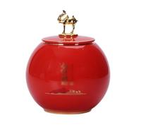 Kitchen Canisters Tea Packaging Porcelain Jar, Green Tea Ceramic Tea Jar, Household Tea Storage Jar, Home Decoration Ornaments Tea Storage Containers(B)