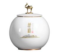 Kitchen Canisters Tea Packaging Porcelain Jar, Green Tea Ceramic Tea Jar, Household Tea Storage Jar, Home Decoration Ornaments Tea Storage Containers(B)