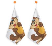 Kitchen Cartoon Beaver Hand Towels with Hanging Loops, Highly Absorbent & Quick Drying Towels for Kitchen Bathroom, Microfiber Cleaning Cloth, Dish Towel, Tea Towel Decorative, Dish Rag(12x12)