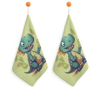 Kitchen Cartoon Dinosaur Hand Towels with Hanging Loops, Highly Absorbent & Quick Drying Towels for Kitchen Bathroom, Microfiber Cleaning Cloth, Dish Towel, Tea Towel Decorative, Dish Rag(12x12)