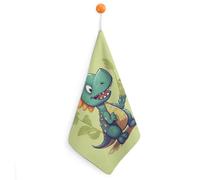 Kitchen Cartoon Dinosaur Hand Towels with Hanging Loops, Highly Absorbent & Quick Drying Towels for Kitchen Bathroom, Microfiber Cleaning Cloth, Dish Towel, Tea Towel Decorative, Dish Rag(12x12)