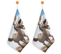 Kitchen Cartoon Donkey Hand Towels with Hanging Loops, Highly Absorbent & Quick Drying Towels for Kitchen Bathroom, Microfiber Cleaning Cloth, Dish Towel, Tea Towel Decorative, Dish Rag(12x12)