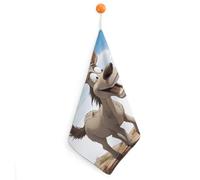 Kitchen Cartoon Donkey Hand Towels with Hanging Loops, Highly Absorbent & Quick Drying Towels for Kitchen Bathroom, Microfiber Cleaning Cloth, Dish Towel, Tea Towel Decorative, Dish Rag(12x12)