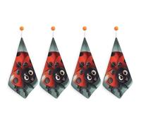 Kitchen Cartoon Ladybug Hand Towels with Hanging Loops, Highly Absorbent & Quick Drying Towels for Kitchen Bathroom, Microfiber Cleaning Cloth, Dish Towel, Tea Towel Decorative, Dish Rag(12x12)