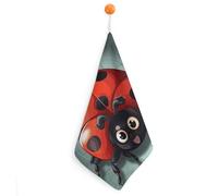 Kitchen Cartoon Ladybug Hand Towels with Hanging Loops, Highly Absorbent & Quick Drying Towels for Kitchen Bathroom, Microfiber Cleaning Cloth, Dish Towel, Tea Towel Decorative, Dish Rag(12x12)