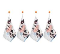 Kitchen Cartoon Milk Cow Hand Towels with Hanging Loops, Highly Absorbent & Quick Drying Towels for Kitchen Bathroom, Microfiber Cleaning Cloth, Dish Towel, Tea Towel Decorative, Dish Rag(12x12)