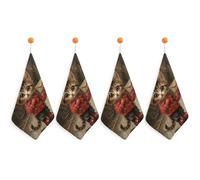 Kitchen Cat Delivers Letter Hand Towels with Hanging Loops, Highly Absorbent & Quick Drying Towels for Kitchen Bathroom, Microfiber Cleaning Cloth, Dish Towel, Tea Towel Decorative, Dish Rag(12x12)