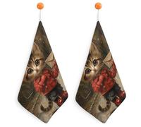 Kitchen Cat Delivers Letter Hand Towels with Hanging Loops, Highly Absorbent & Quick Drying Towels for Kitchen Bathroom, Microfiber Cleaning Cloth, Dish Towel, Tea Towel Decorative, Dish Rag(12x12)