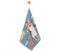 Kitchen Cat Grabbing Meat Hand Towels with Hanging Loops, Highly Absorbent & Quick Drying Towels for Kitchen Bathroom, Microfiber Cleaning Cloth, Dish Towel, Tea Towel Decorative, Dish Rag(12x12)