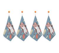 Kitchen Cat Grabbing Meat Hand Towels with Hanging Loops, Highly Absorbent & Quick Drying Towels for Kitchen Bathroom, Microfiber Cleaning Cloth, Dish Towel, Tea Towel Decorative, Dish Rag(12x12)