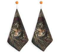 Kitchen Cat Pirate Braids Hand Towels with Hanging Loops, Highly Absorbent & Quick Drying Towels for Kitchen Bathroom, Microfiber Cleaning Cloth, Dish Towel, Tea Towel Decorative, Dish Rag(12x12)