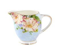 Kitchen Ceramic Milk Pitcher with Handle and Drip Spout Home Coffee Utensil Multi-Use Sauce Pot Gravy Boat Creamer Jug(Blue)