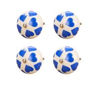 Kitchen Ceramic Pull Handle 4Pcs Cabinet Ceramic Printed Hand Painted Solid Blue Round Knobs Blue Heart Shape