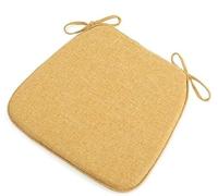 Kitchen Chair Cushions With Ties, Removable Cotton And Linen Chair Cushions For Garden Living Room Office Terrace, 45 X 42 Cm,Yellow,1Pcs