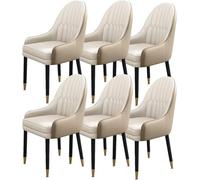 Kitchen Chairs Set of 6, PU Leather Nordic Style Reception and Makeup Chairs with Legs for Dining or Professional Use