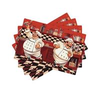 Kitchen Chef Table Placemats Set of 4 Abstract Funny Chef Kitchen Cook Chef with Gourmet Theme Indoor Outdoor Table Placemat for Holiday Banquet Kitchen Table Decor