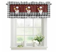 Kitchen Chef Valances for Windows, Black And White P Vintage Laid Knife And Fork Rod Pocket Valance Short Window Treatments Curtains for Kitchen Bathroom Bedroom Decor, 42 x 18 Inches