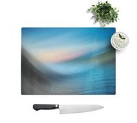 Kitchen Chopping Board Glass - Blue Abstract Art (12) - Textured Worktop Saver Cutting Board - Heat Resistant, Shatterproof and Hygenic - 39 x 28.5 cm