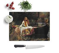 Kitchen Chopping Board Glass - John William Waterhouse The Lady of Shalott - Textured Worktop Saver Cutting Board - Heat Resistant, Shatterproof and Hygenic - 39 x 28.5 cm