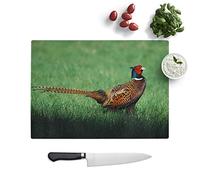 Kitchen Chopping Board Glass - Pheasant Bird - Textured Worktop Saver Cutting Board - Heat Resistant, Shatterproof and Hygenic - 39 x 28.5 cm