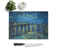 Kitchen Chopping Board Glass - Vincent Van Gogh Starry Night Over The Rhone - Textured Worktop Saver Cutting Board - Heat Resistant, Shatterproof and Hygenic - 39 x 28.5 cm