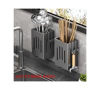 Kitchen Chopstick Holder Multi-Function Cutlery Holder No Need to Punch Holes, Wall-Mounted Spoon and Fork Holder A