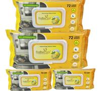 Kitchen Cleaning Wipes 4 x 72 Pack Large Heavy Duty Multi Surface Wipes for Floor Bathroom Household with Plant Based Formula Lemon Scent by Feather Lux