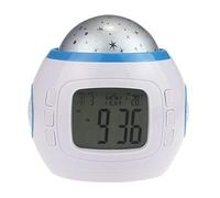 Kitchen Clock Led Calendar Kids Digital Music Alarm Clock Projection Star Sky Home Battery (White, One Size)