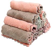Kitchen Cloth, Microfiber Dish Towels Washcloths, Super Absorbent Coral Velvet Dishtowels, Premium Cleaning Cloths,Non-Stick Oil Quick Dry Dish Towels, Soft Tea Towel, Table Cleaning Cloths. (10)