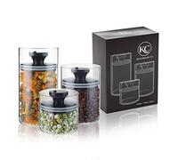 Kitchen&Co. Storage Jars with Vacuum Lid, Airtight Storage, Storage Jar with Lid, Mothproof Jars, Glass Coffee Canister, BPA-, Borosilicate Glass Container