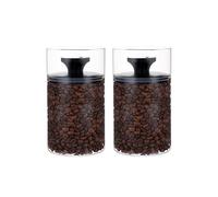 Kitchen&CO Storage Jars with Vacuum Lid for a Total of 1 kg Coffee Beans, Airtight Storage, Glass Coffee Jar, BPA-Free, Borosilicate Glass, Sustainable Storage (Set of 2)