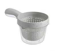 Kitchen Colander and Mixing Bowl Set 2-Piece ABS Plastic Dual Layer Strainer Basket with Handle Space-Saving Design Locking Mechanism Draining Pasta Washing Vegetables Fruits Salad 19x11cm(Gray)